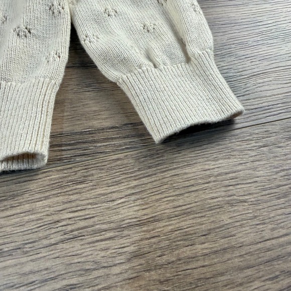 Mini Boden Girls Cream Pointelle Knit Cardigan Ruffle Collar Colored Buttons 6/7 - Picture 11 of 13